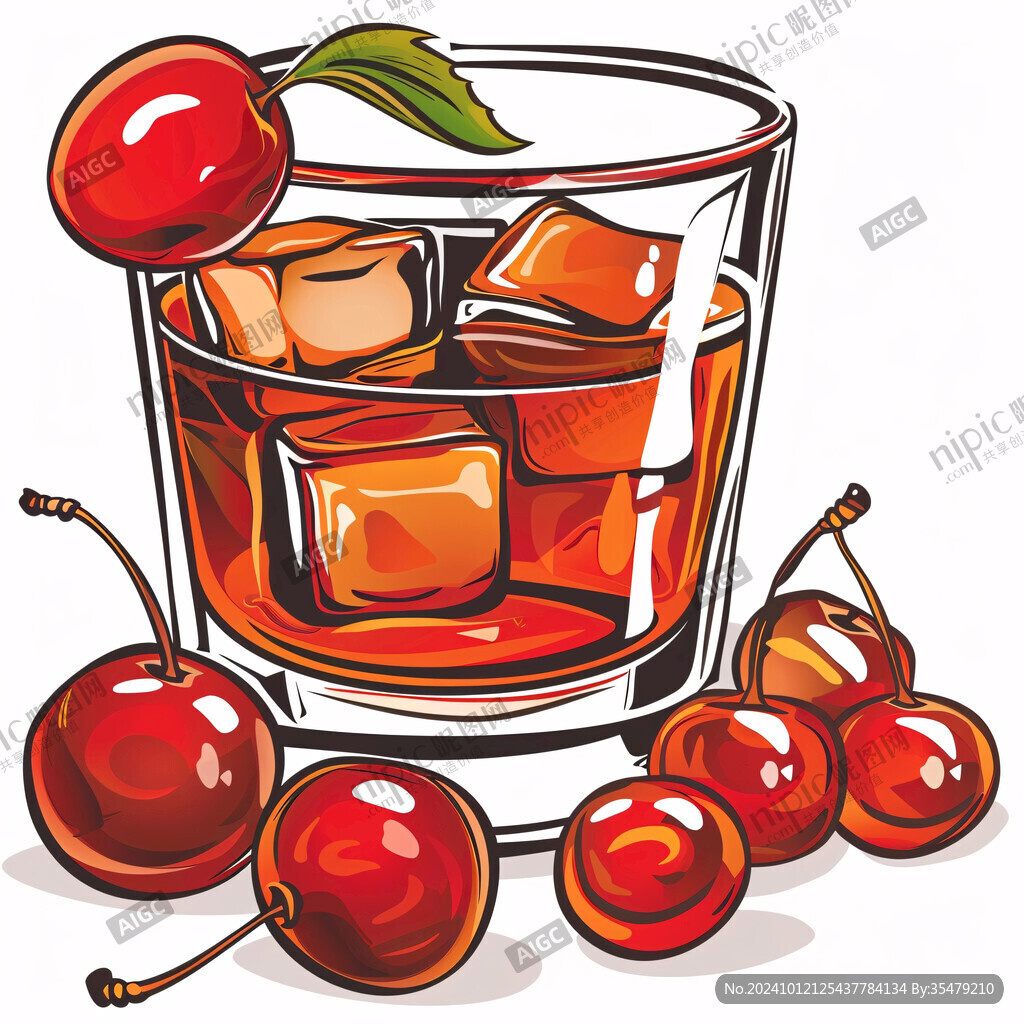 話梅果酒插畫