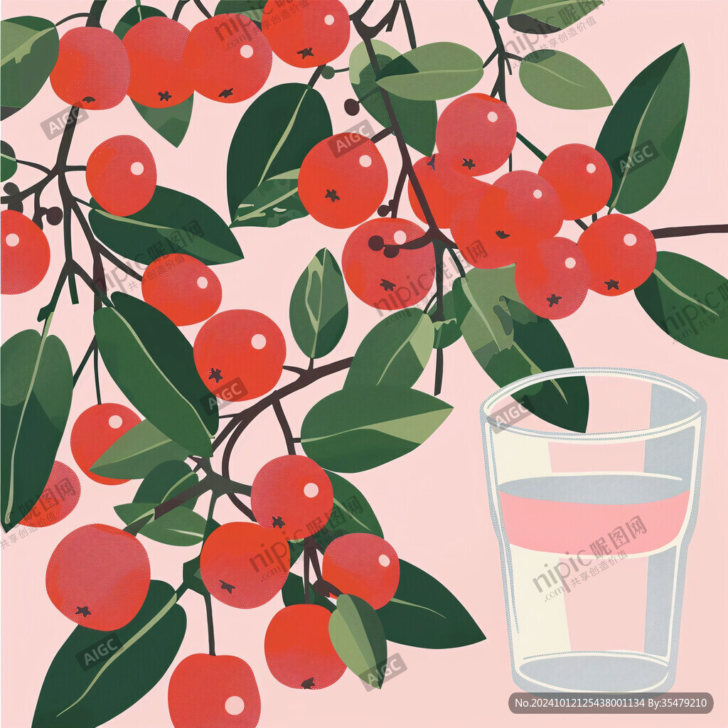 水擦火棘插畫