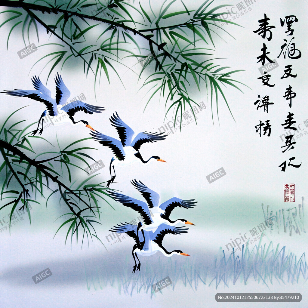 竹鳥晶瓷畫