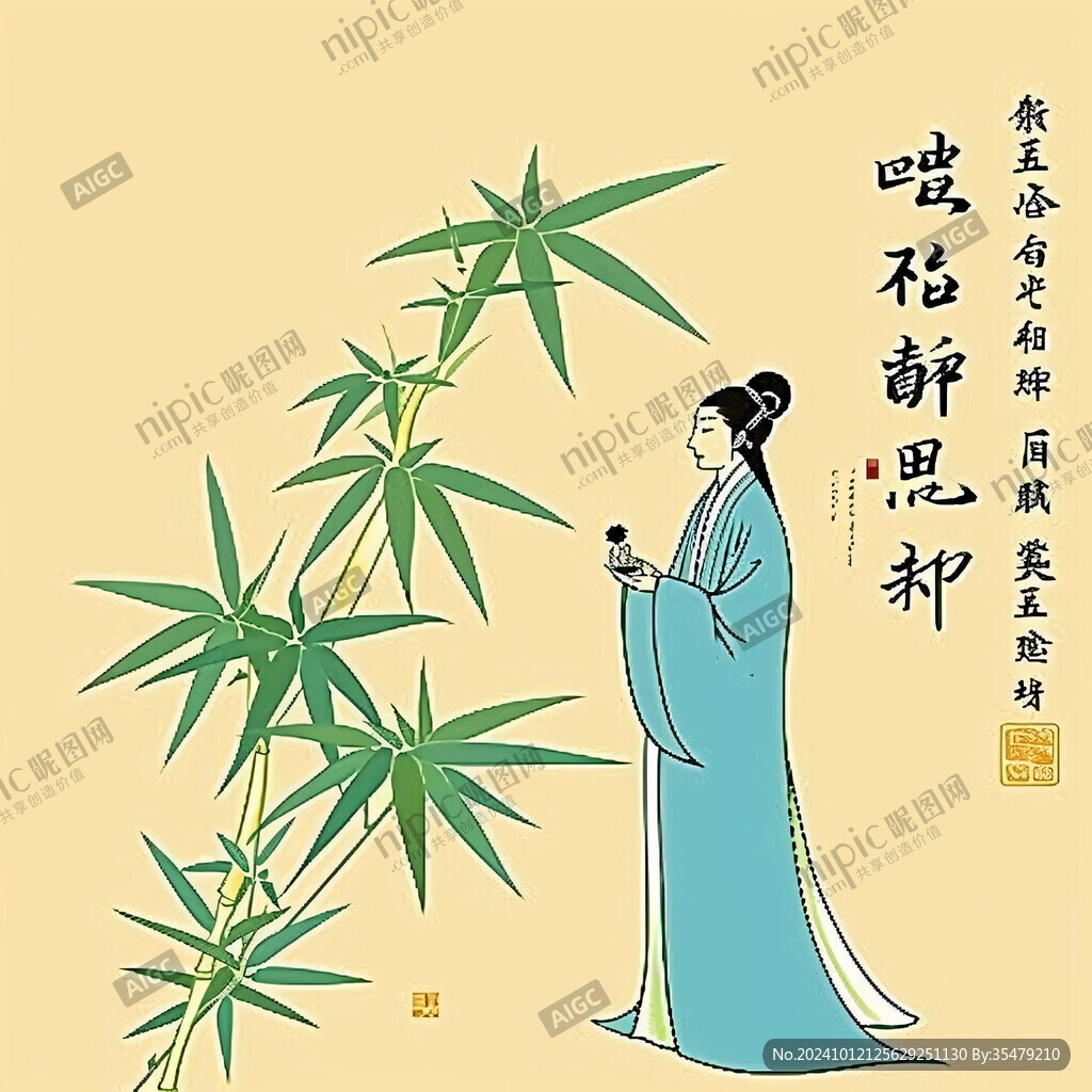 手繪竹子禪意畫