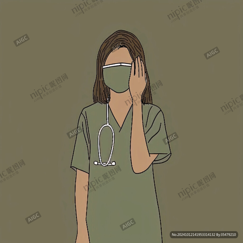 戴口罩插畫