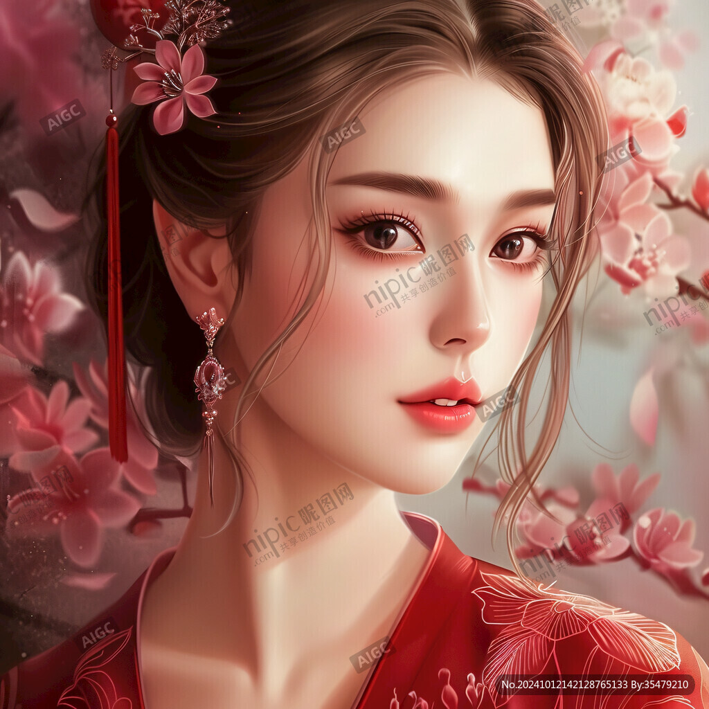 桃花美人插畫