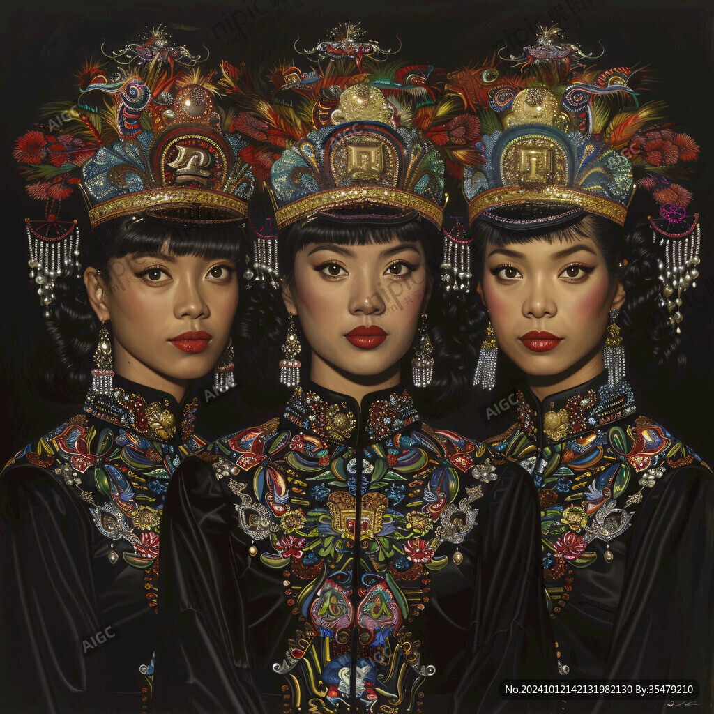 彝族美女插畫