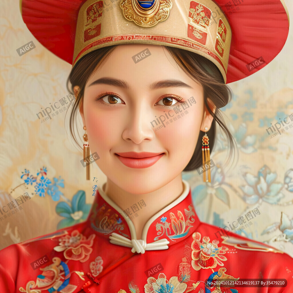 中式新娘插畫