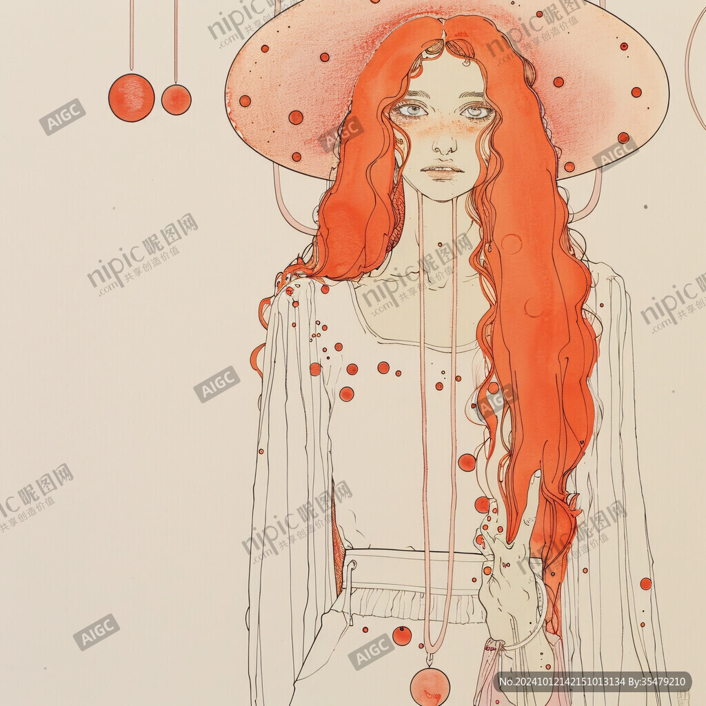 女性插畫繪畫時(shí)尚彩繪