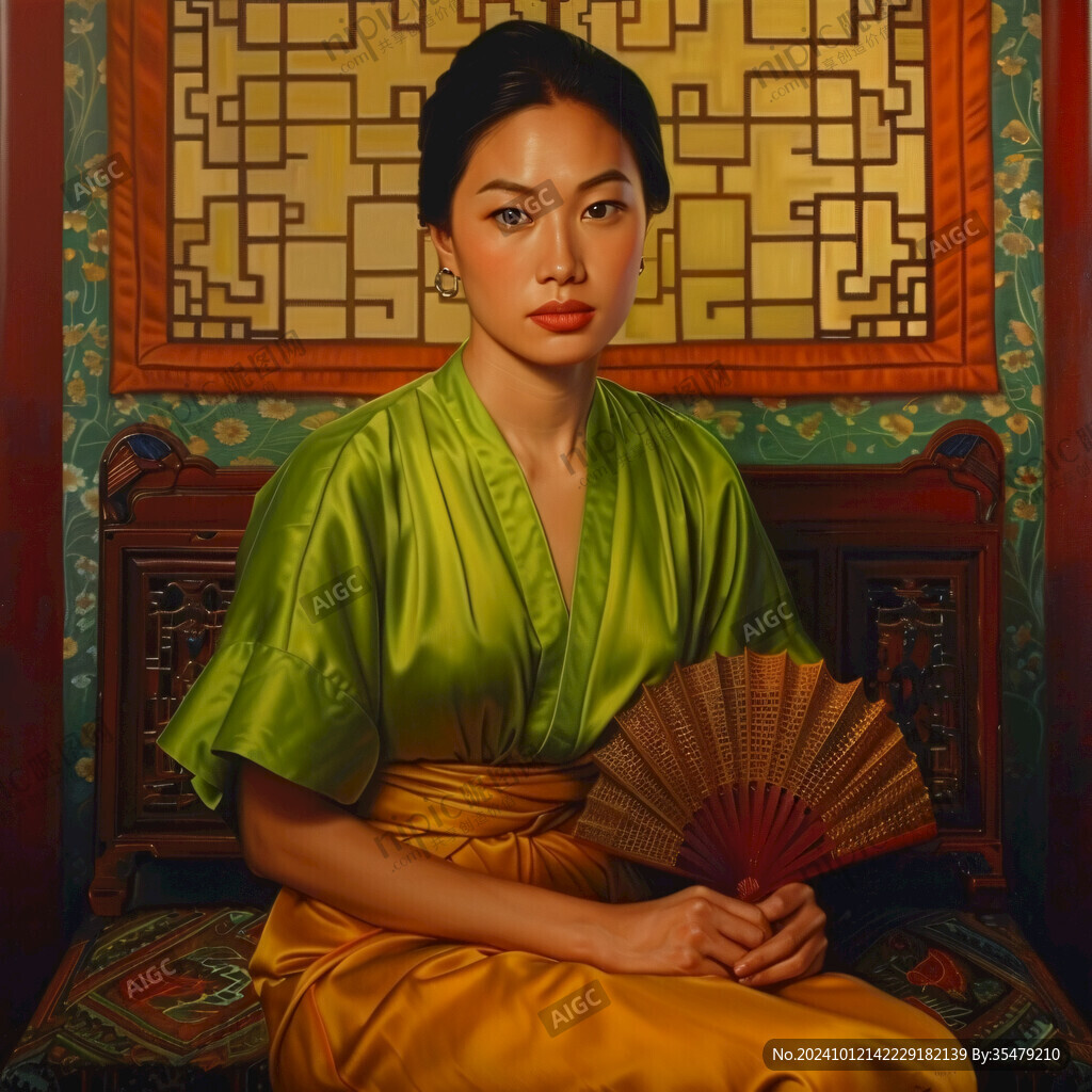 拿著油紙傘的女人蠟像