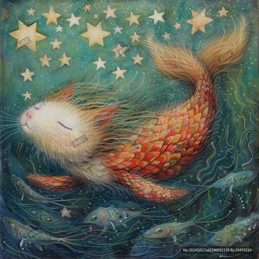 唯美魚風(fēng)格插畫裝飾畫