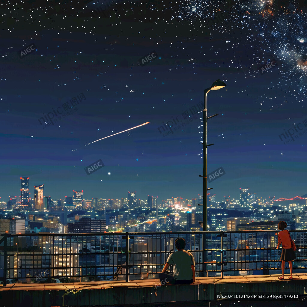 情侶看流星雨