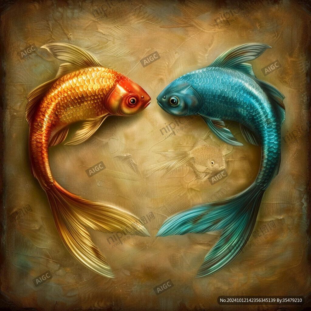 手繪雙魚插畫
