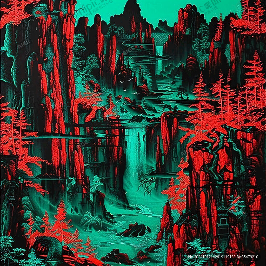 激光鏤空山水圖