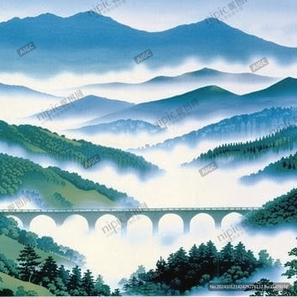山川河流山峰小橋流水