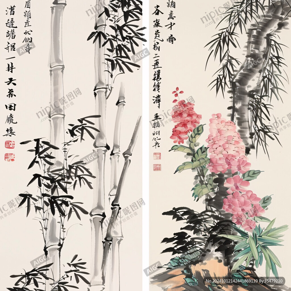 梅蘭竹菊手繪