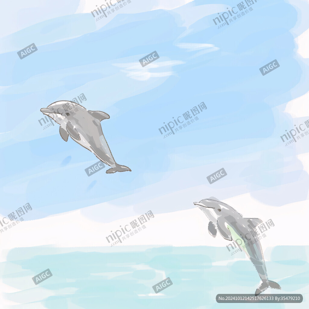 手繪海豚可愛插畫設計