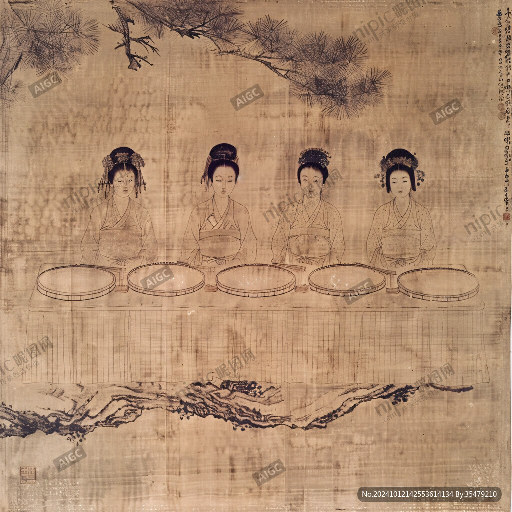 仕女鑒茶圖頁