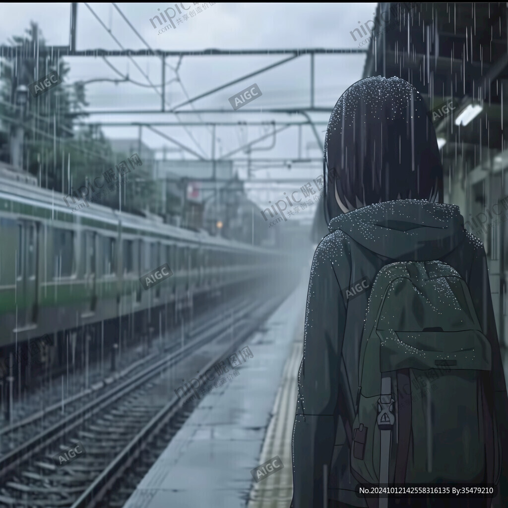 雨中車站月臺