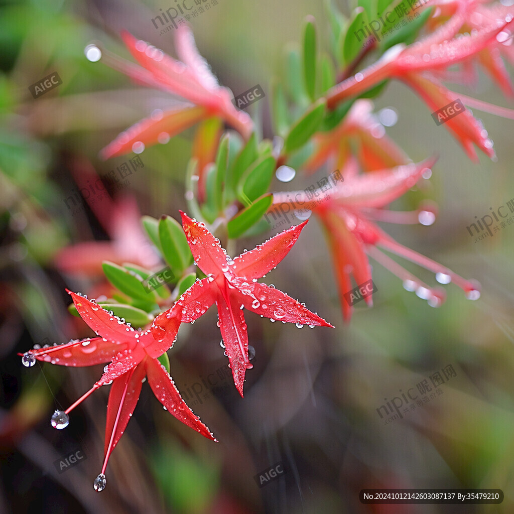 雨后的紅桎花