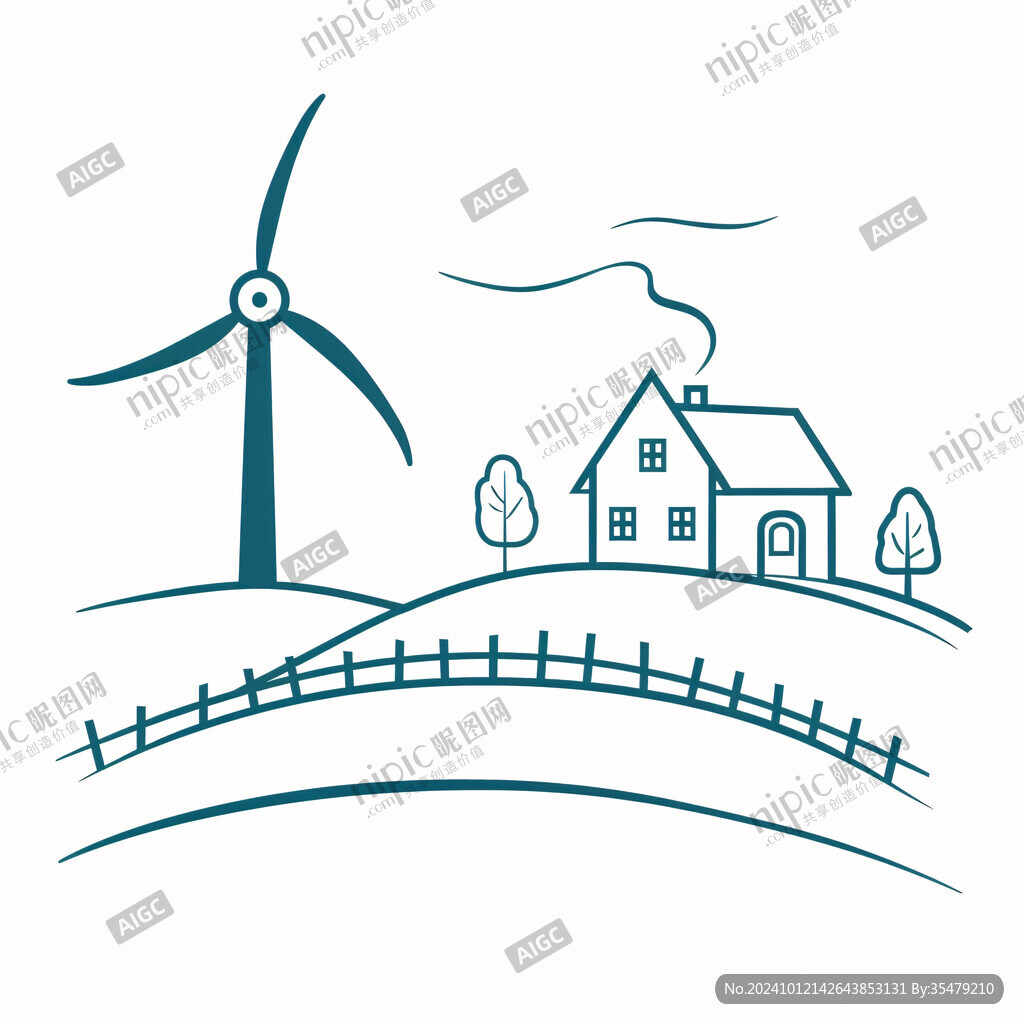 風力發電插畫