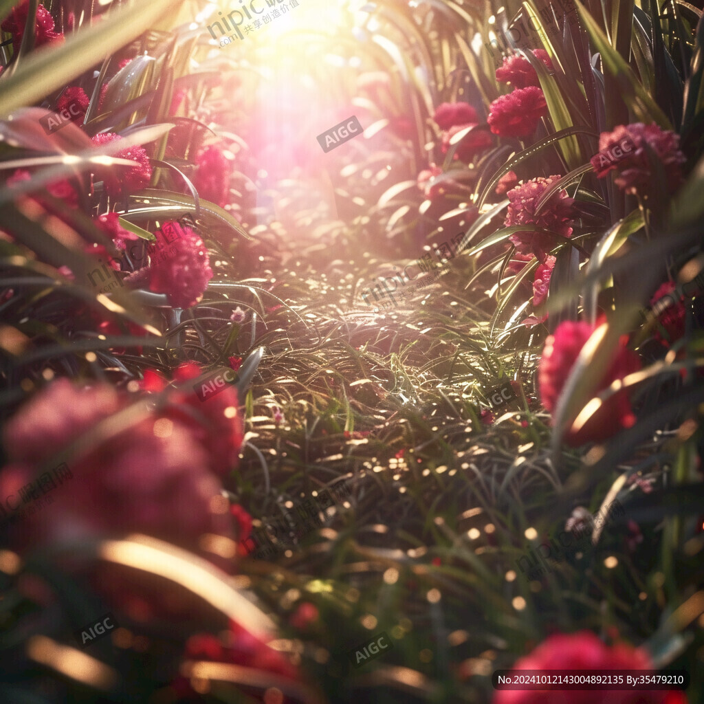 陽光與花叢