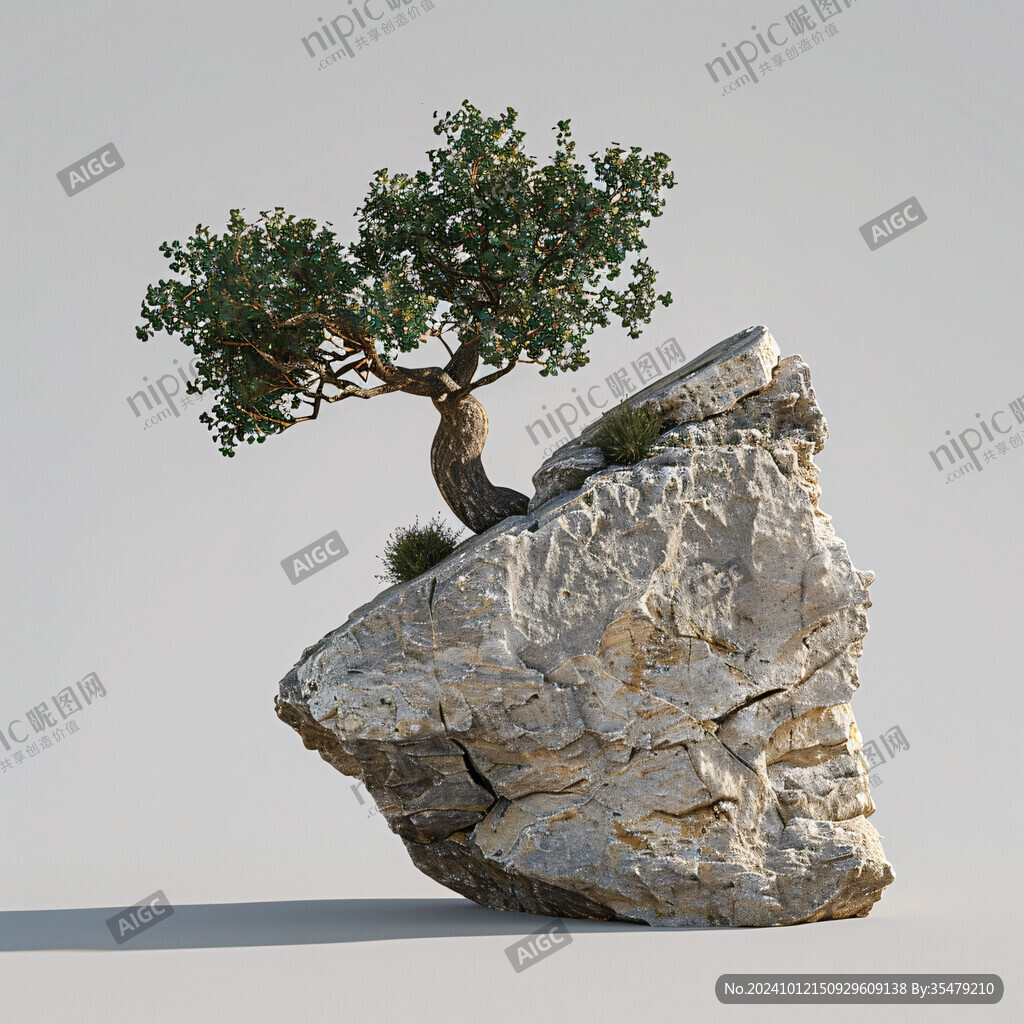 巖石上一棵小樹