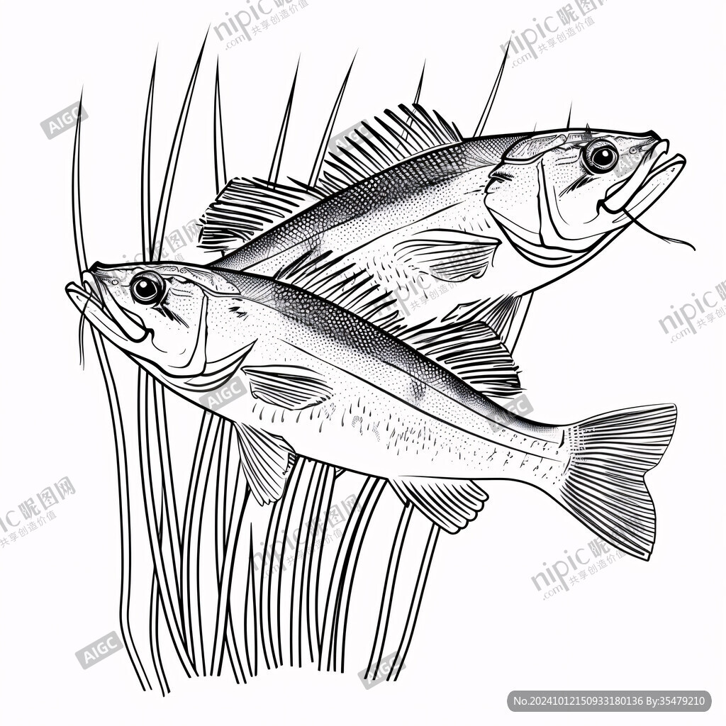 魚肉手繪插畫
