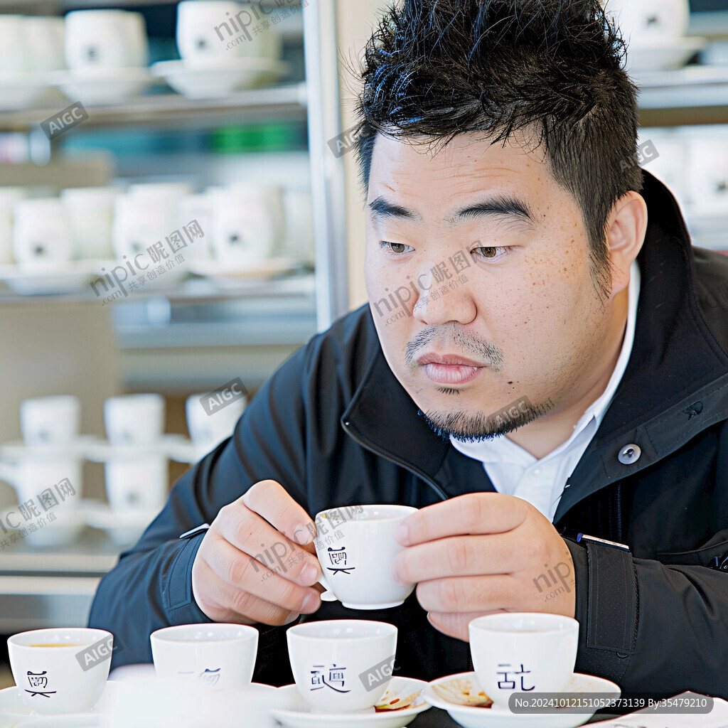 喝奶茶的男人