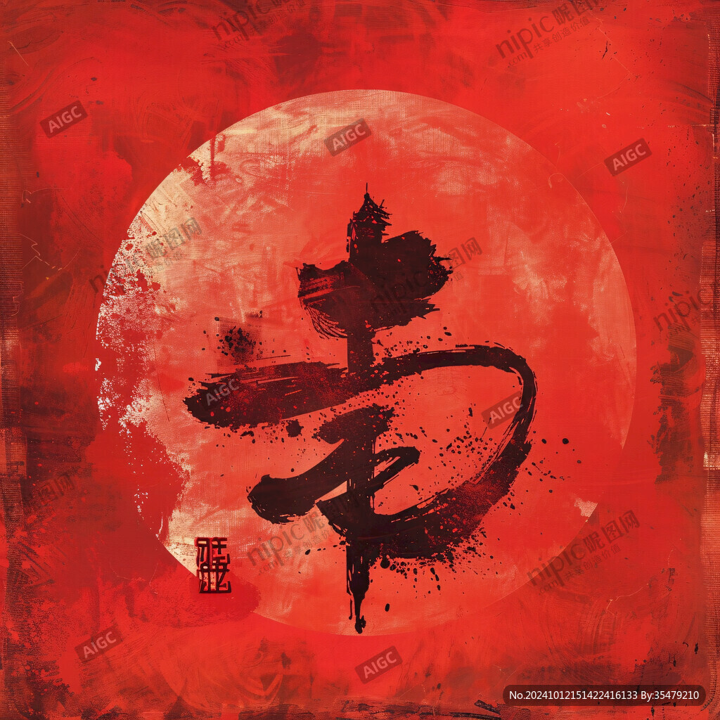 水墨壽字