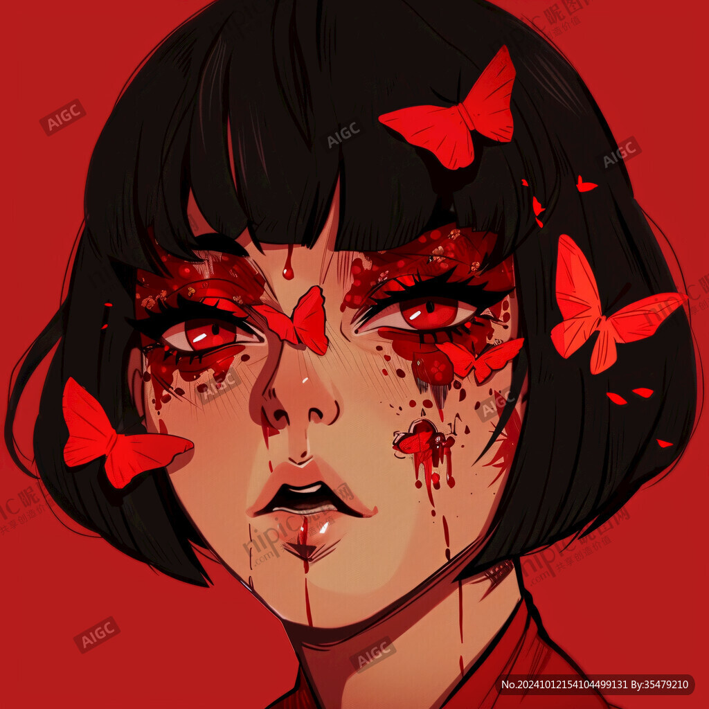 插畫女孩與蝶