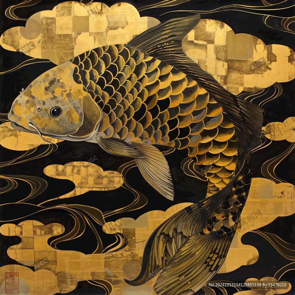 金色燙金鯉魚底紋