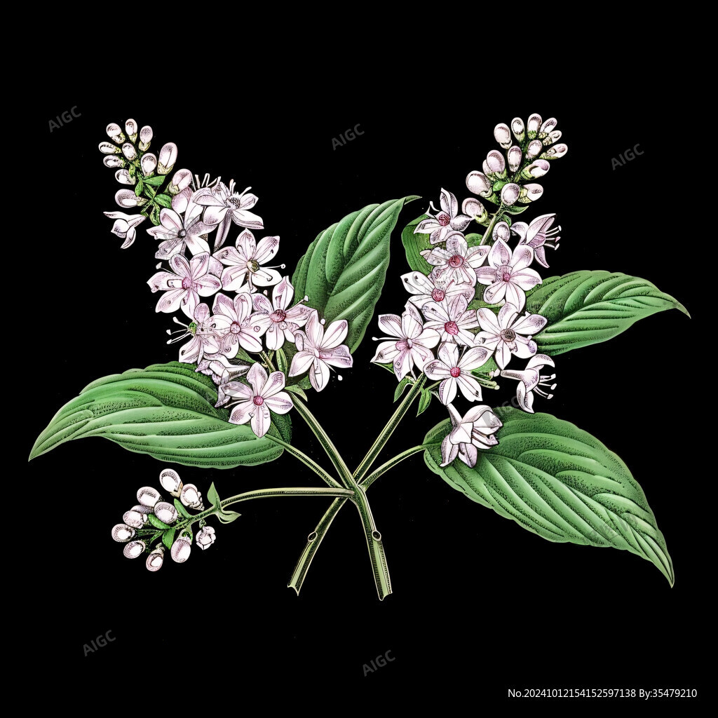 中草藥丁香花插畫