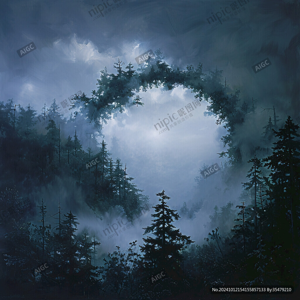 月色夜色夢(mèng)幻森林背景