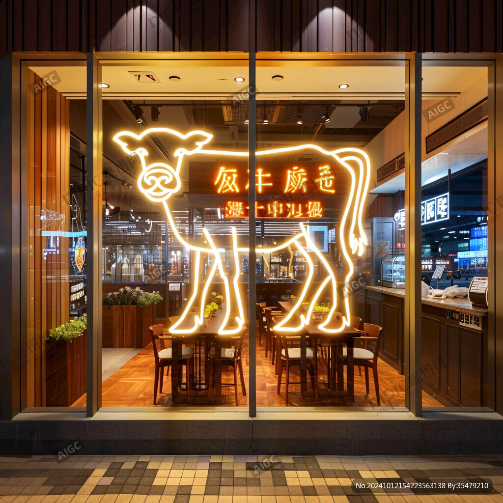 牛肉店玻璃裝飾