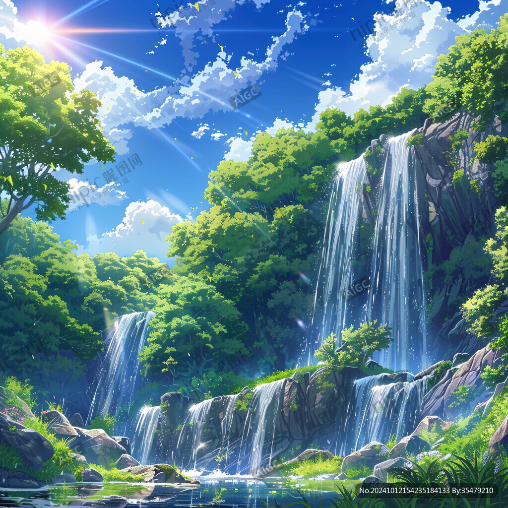 瀑布風景畫
