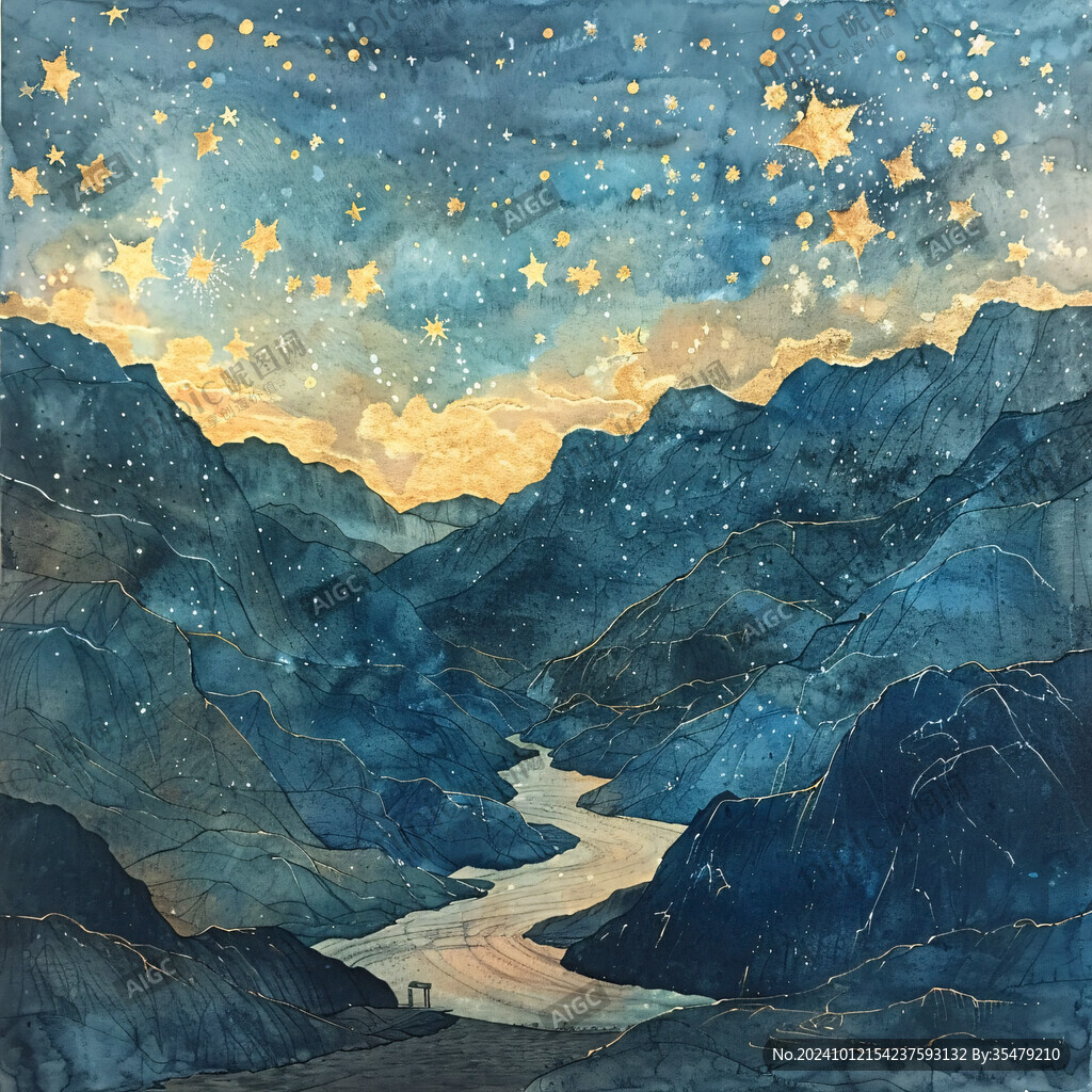 山水星空畫