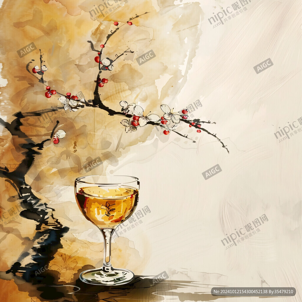 冬梅清酒圖