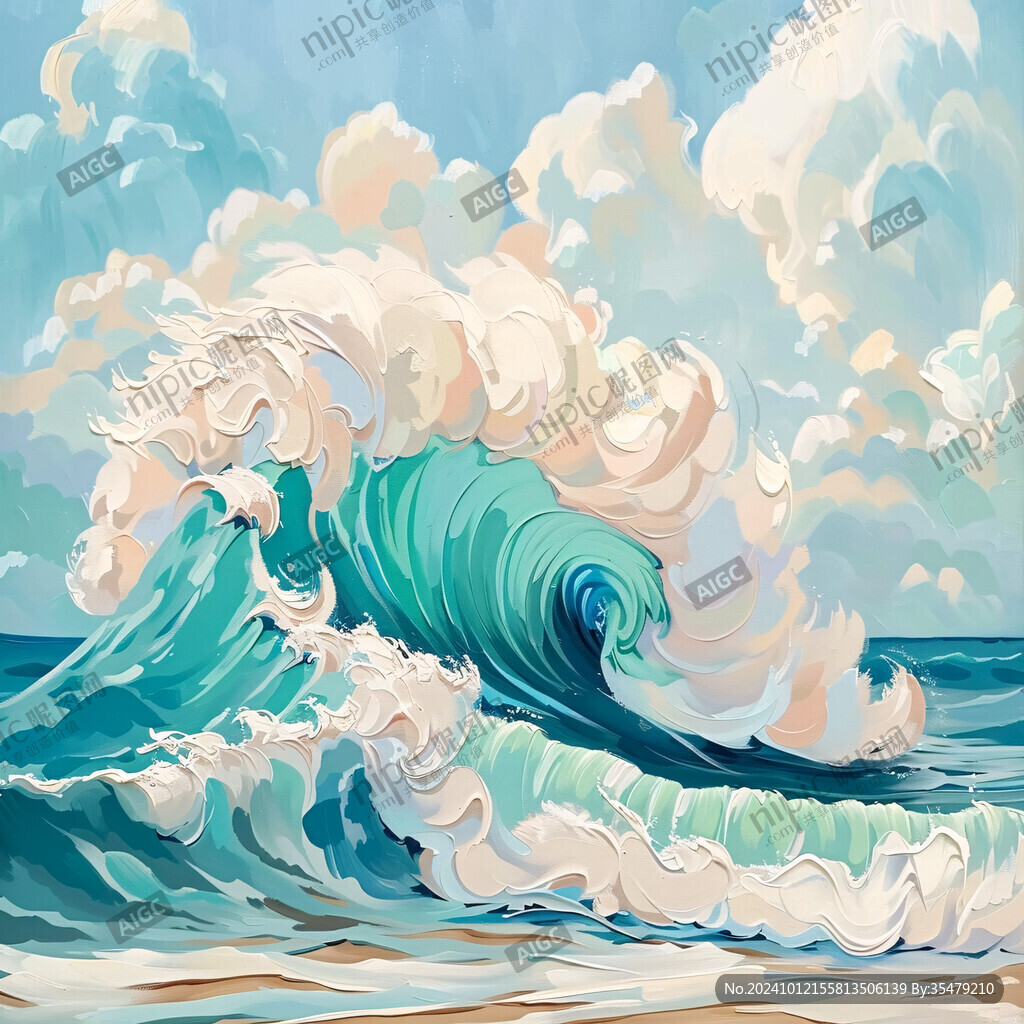 海浪浪潮插畫
