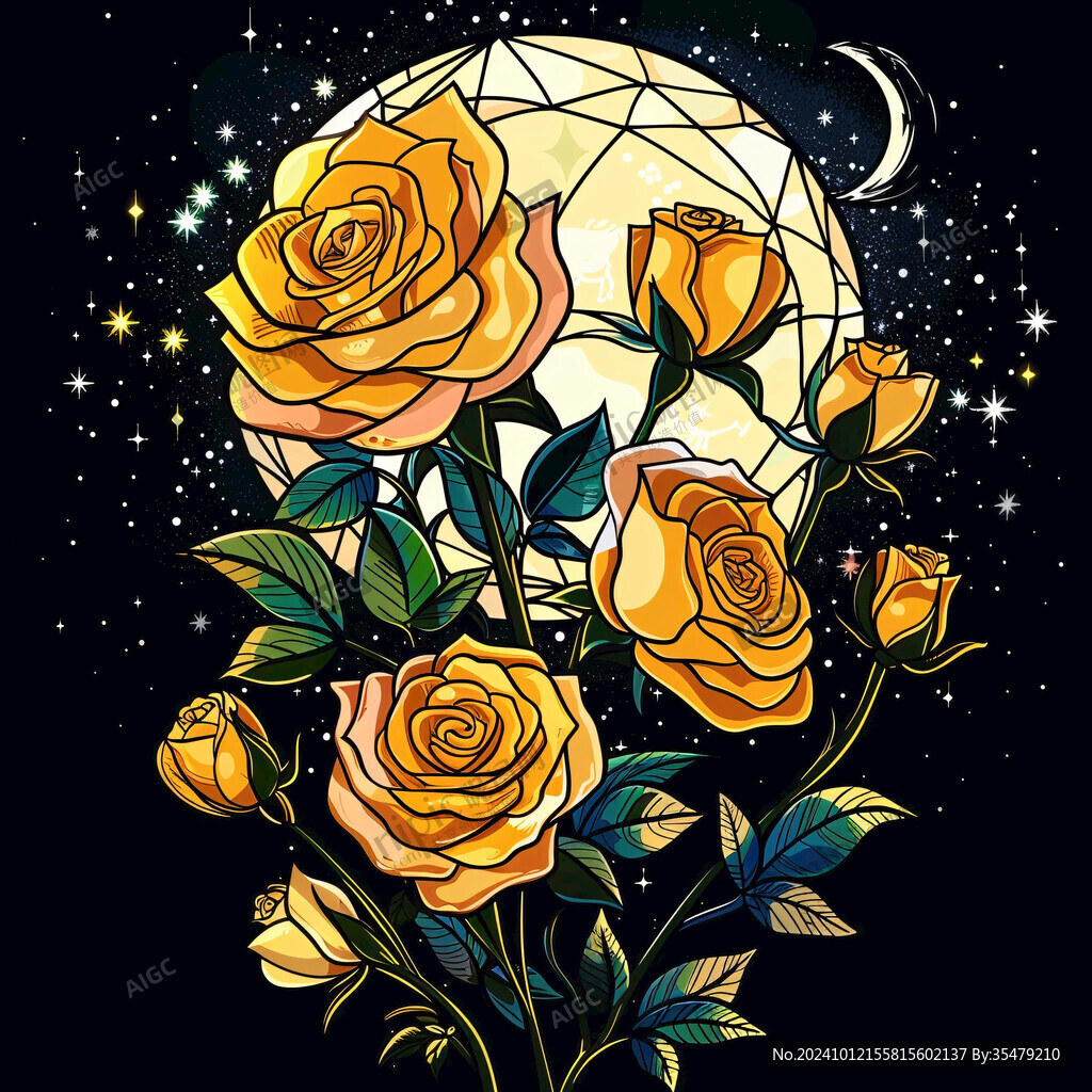 星空玫瑰花朵圖案