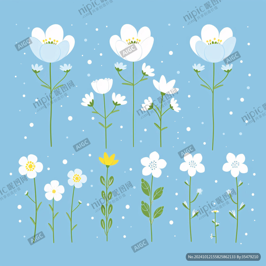 蘭色底小白花