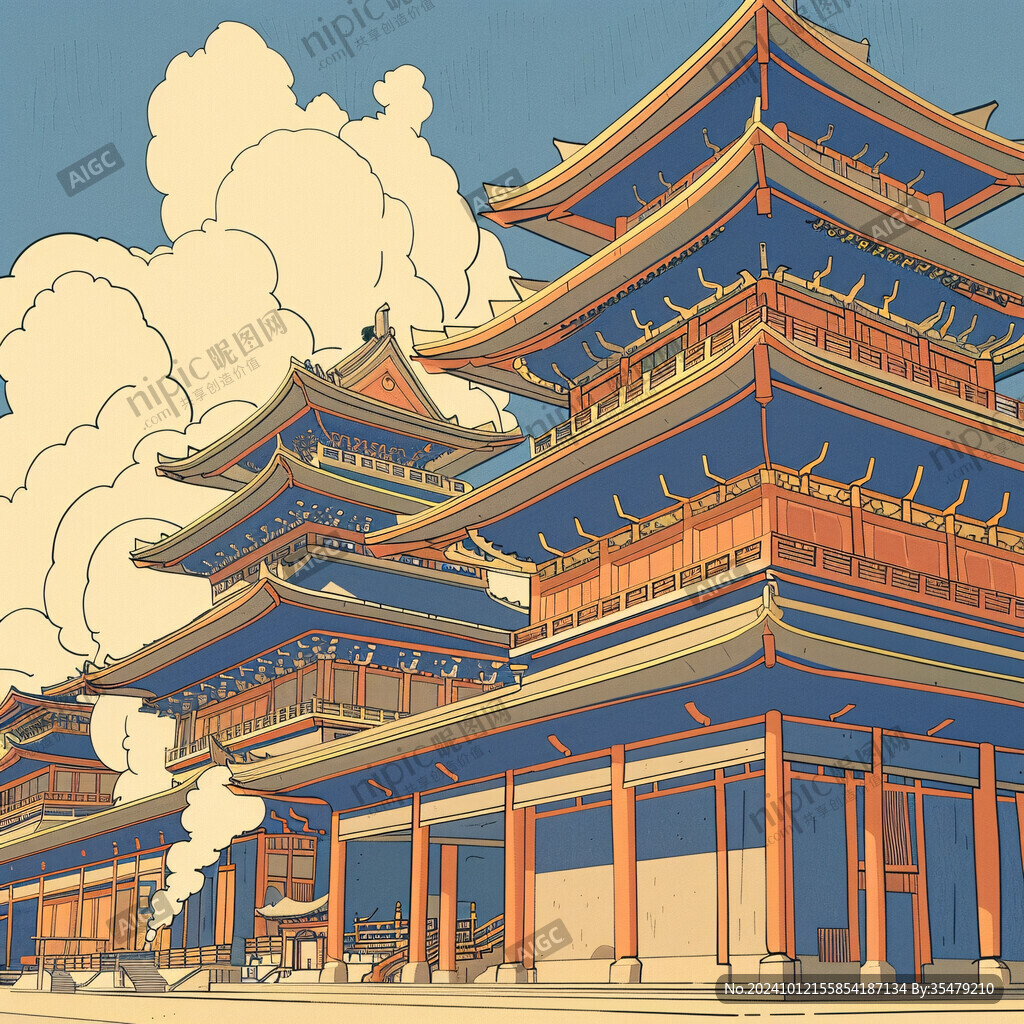 皇宮樓閣插畫