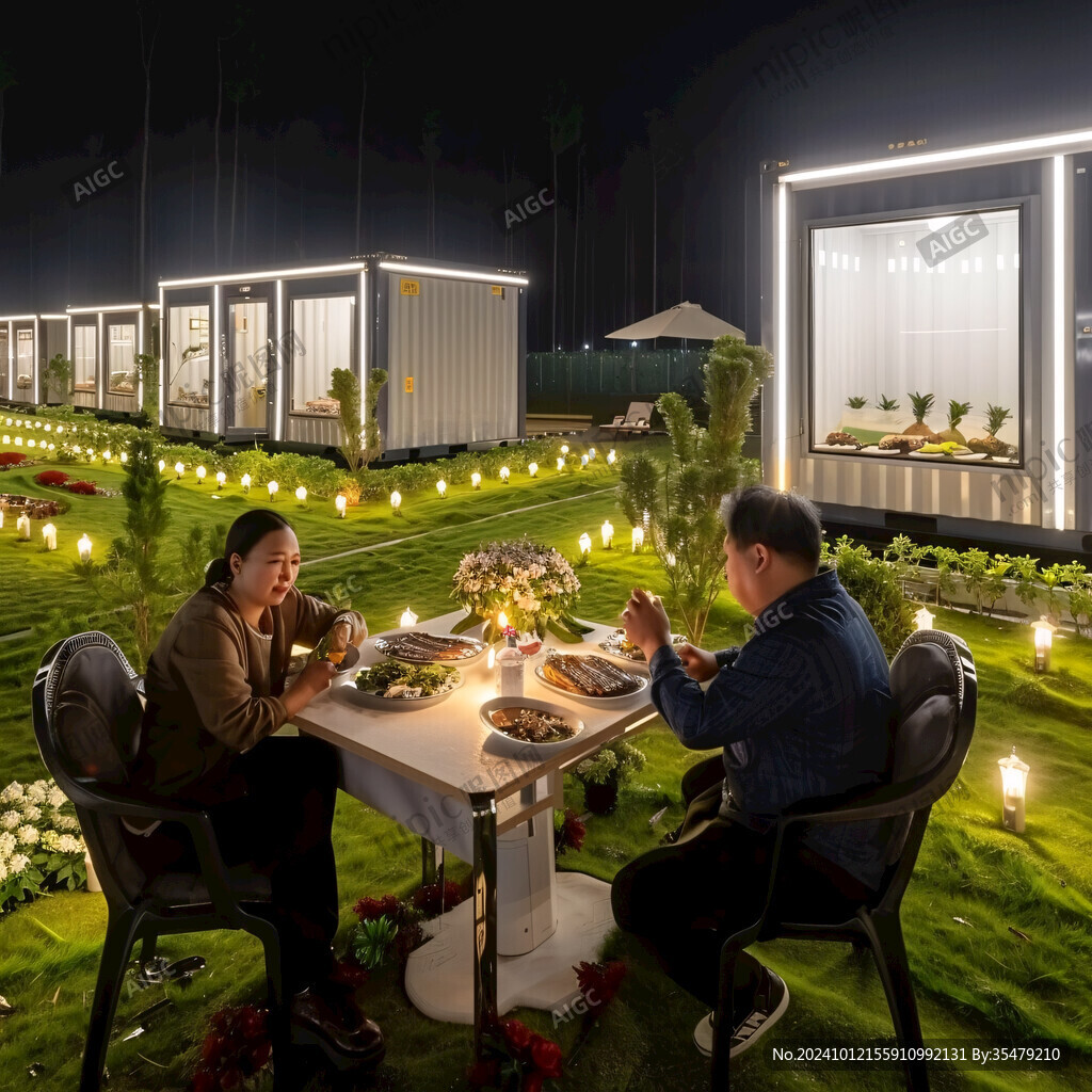 用餐區夜景效果圖