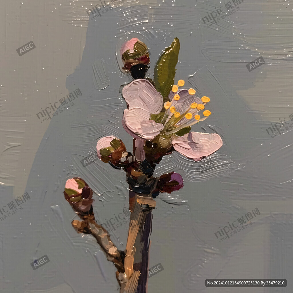 油畫李子花