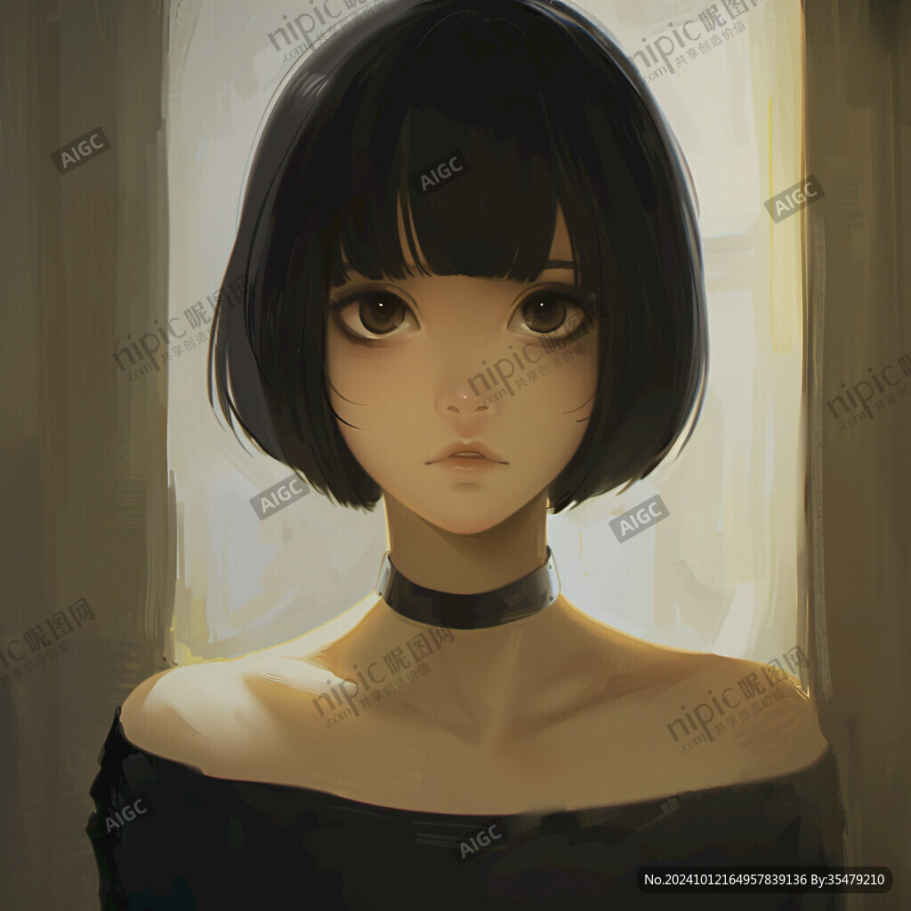 人物插畫短發女生