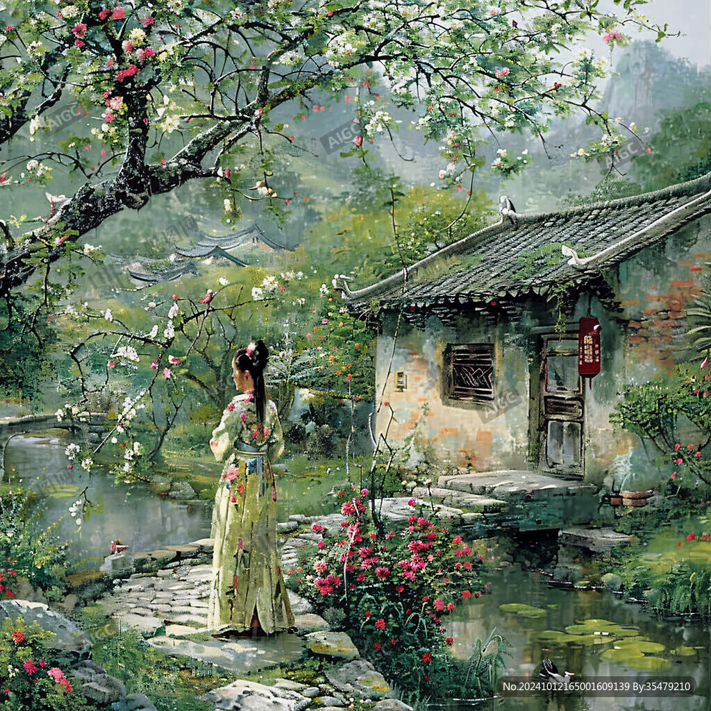 江南美女油畫