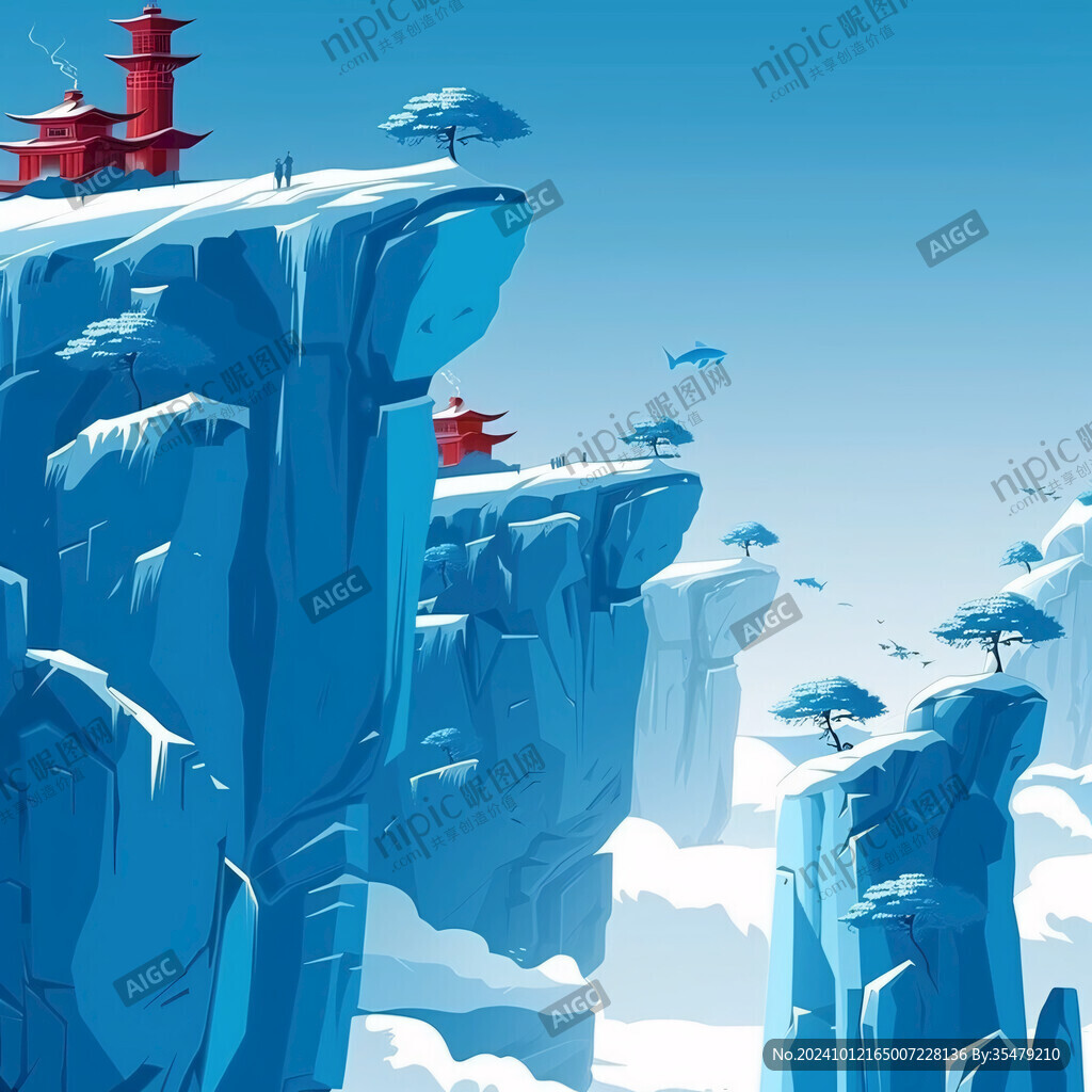 晴空爬山插畫