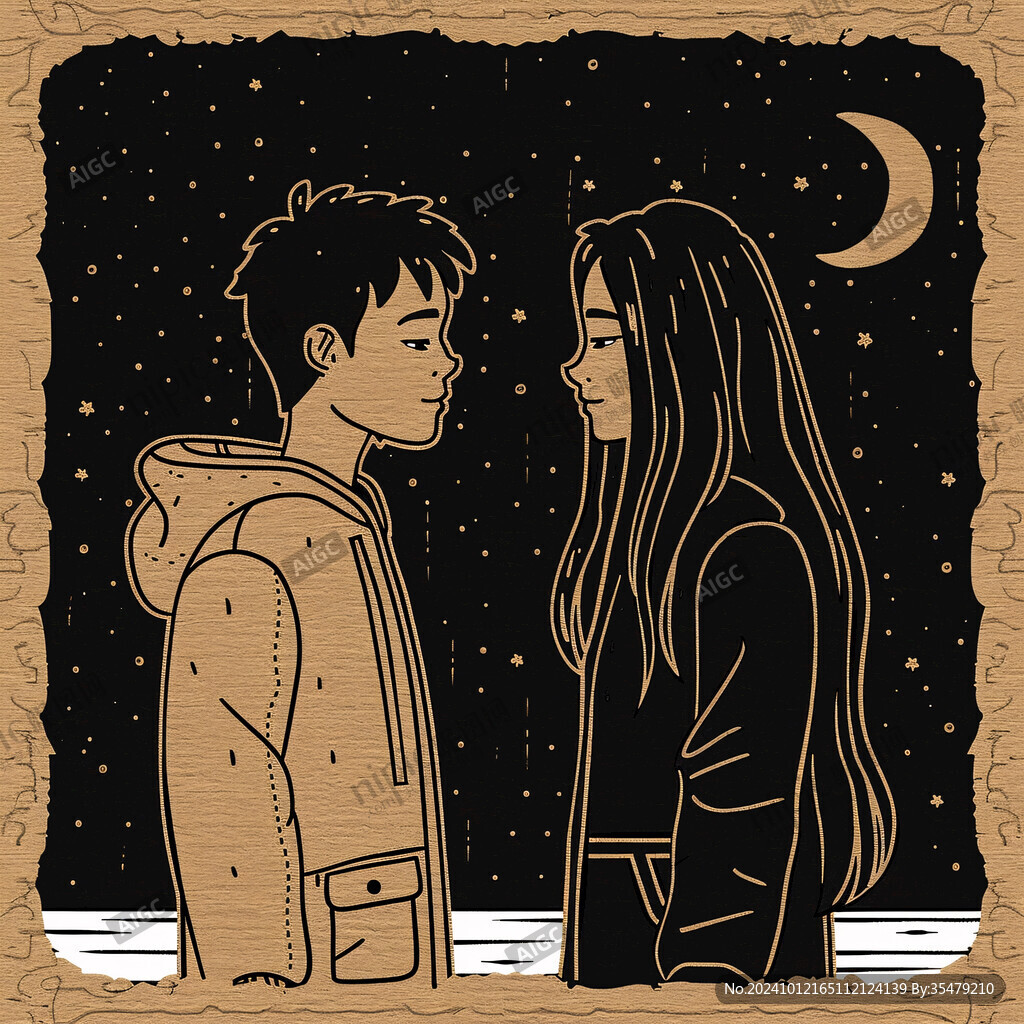 手繪男女情侶
