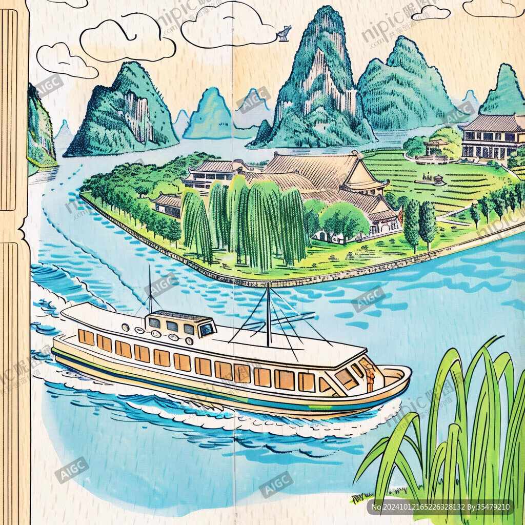 廣西插畫廣西印象景點