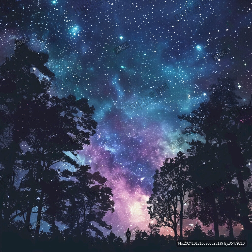 浪漫星空插畫