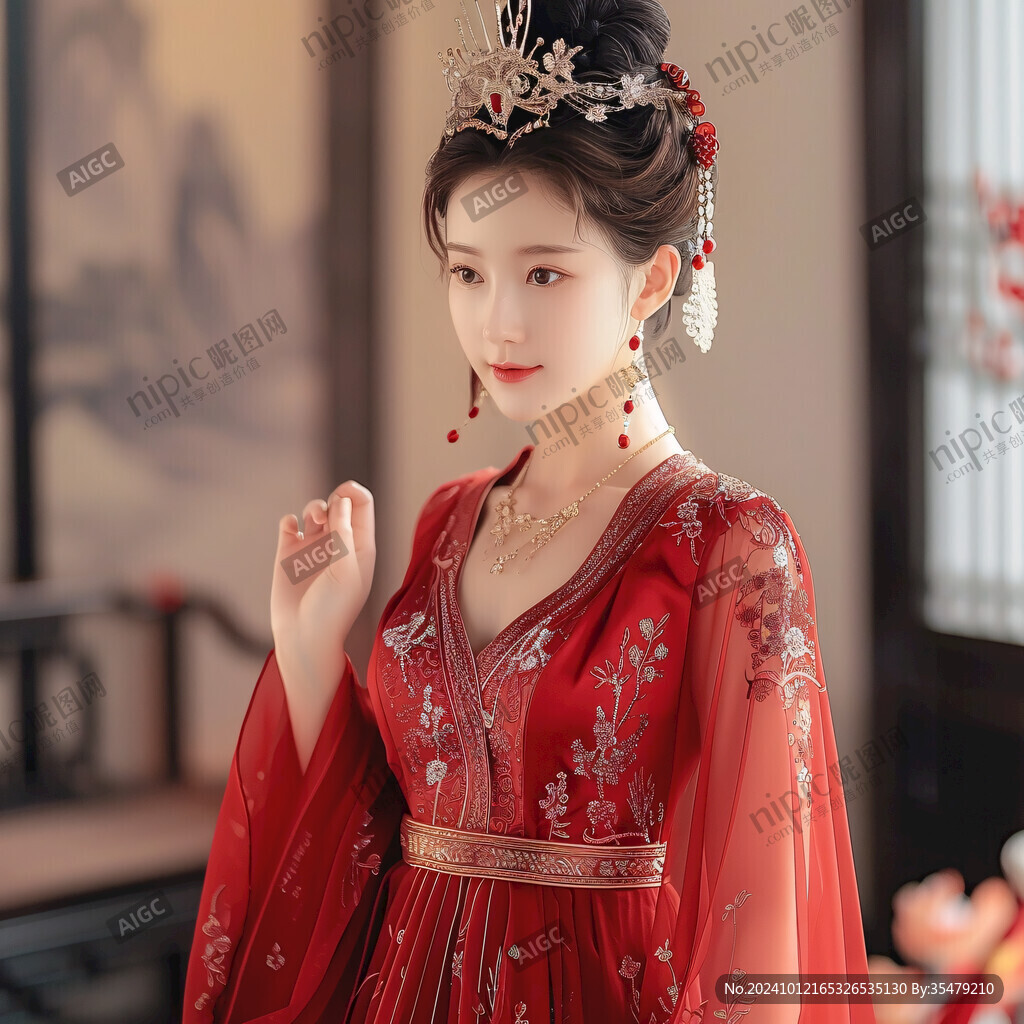 紅色古裝少女