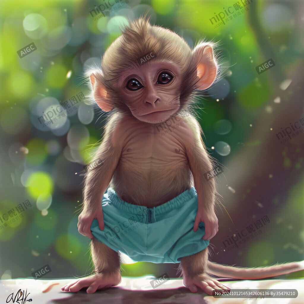 可愛小猴插畫