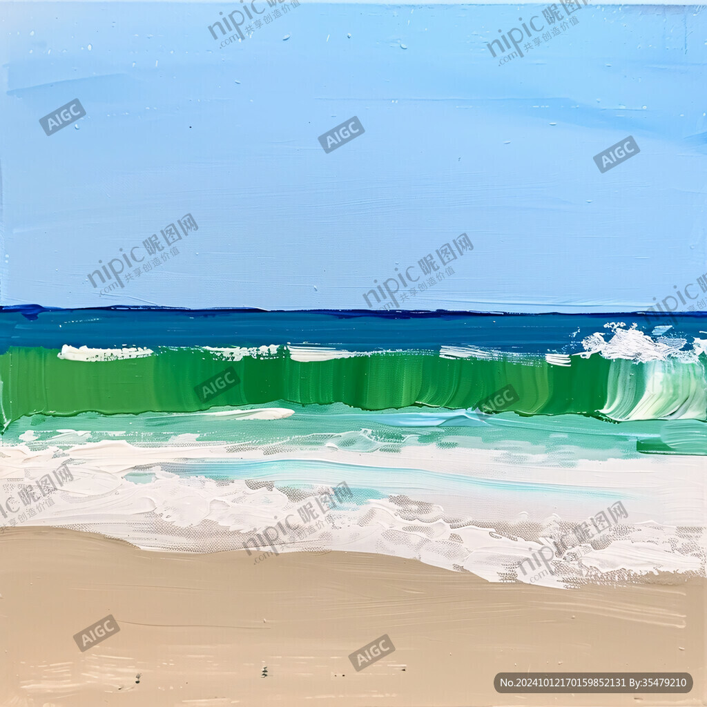 手繪大海沙灘插畫
