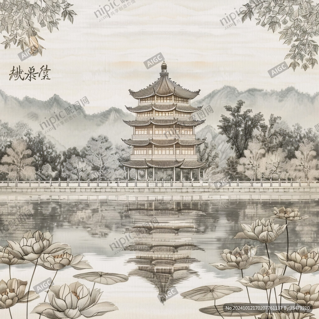 黃鶴樓插畫海報